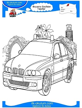 Çocuklar İçin Polis-Arabası Boyama Sayfaları 